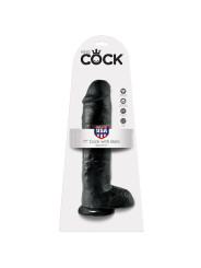 DILDO REALISTA NEGRO 28 CM CON TESTÍCULOS Y VENTOSA DE LA MARCA KING COCK