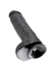 DILDO REALISTA NEGRO 28 CM CON TESTÍCULOS Y VENTOSA DE LA MARCA KING COCK