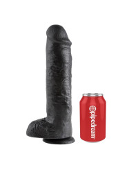 DILDO REALISTA NEGRO 28 CM CON TESTÍCULOS Y VENTOSA DE LA MARCA KING COCK