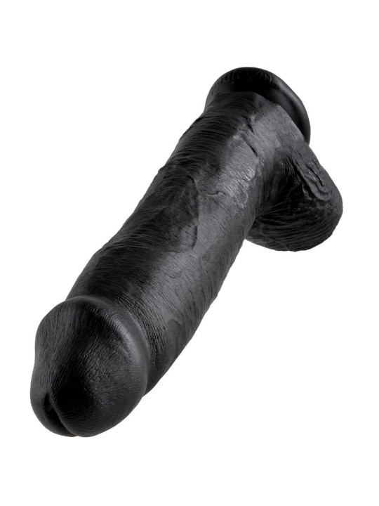 DILDO REALISTA NEGRO 30 CM CON TESTÍCULOS Y VENTOSA DE LA MARCA KING COCK