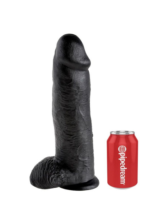 DILDO REALISTA NEGRO 30 CM CON TESTÍCULOS Y VENTOSA DE LA MARCA KING COCK