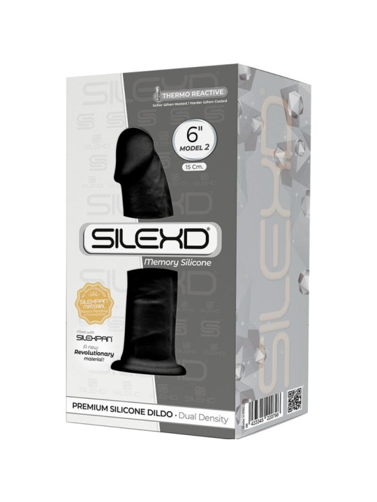 DILDO REALISTA SILICONA 15 CM CON VENTOSA NEGRO SILEXD DE LA MARCA SILEXD