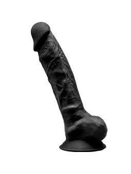 DILDO REALISTA SILICONA 20 CM CON VENTOSA NEGRO DE LA MARCA SILEXD