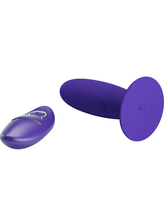 PLUG ANAL VIBRADOR RECARGABLE CON CONTROL REMOTO VIOLETA DE LA MARCA PRETTY LOVE YOUTH