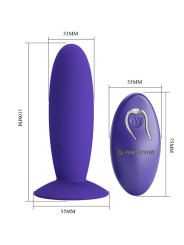 PLUG ANAL VIBRADOR RECARGABLE CON CONTROL REMOTO VIOLETA DE LA MARCA PRETTY LOVE YOUTH