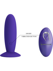 PLUG ANAL VIBRADOR RECARGABLE CON CONTROL REMOTO VIOLETA DE LA MARCA PRETTY LOVE YOUTH