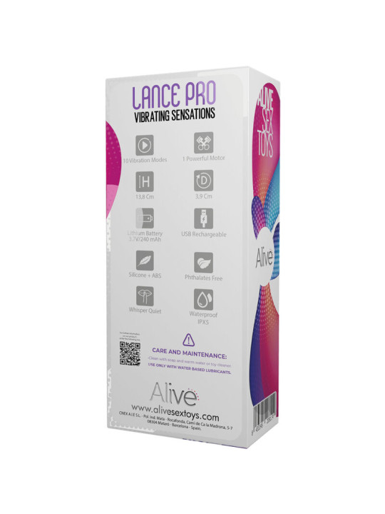 VIBRADOR ANAL LANCE PRO SILICONA SUAVE 10 FUNCIONES DE LA MARCA ALIVE