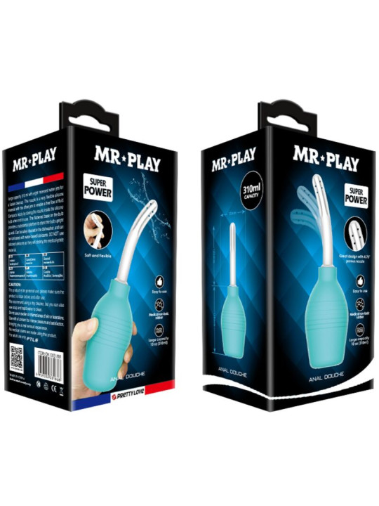 PERA ANAL DUCHA DE SILICONA AZUL PARA HIGIENE ÍNTIMA DE LA MARCA MR PLAY