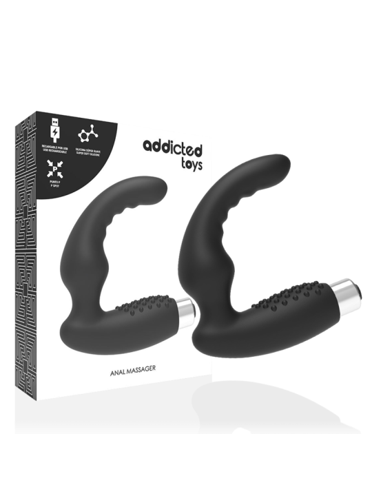 VIBRADOR PROSTÁTICO RECARGABLE 10 MODOS - SILICONA MÉDICA DE LA MARCA ADDICTED TOYS