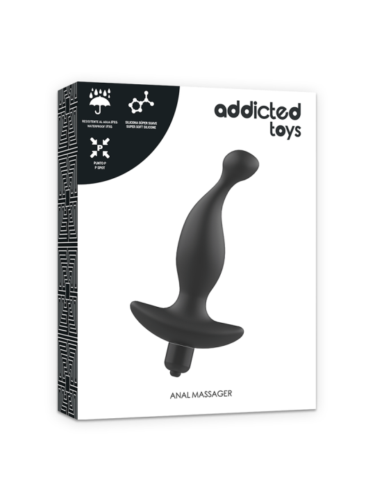 MASAJEADOR ANAL VIBRADOR SILICONA PREMIUM NEGRO DE LA MARCA ADDICTED TOYS
