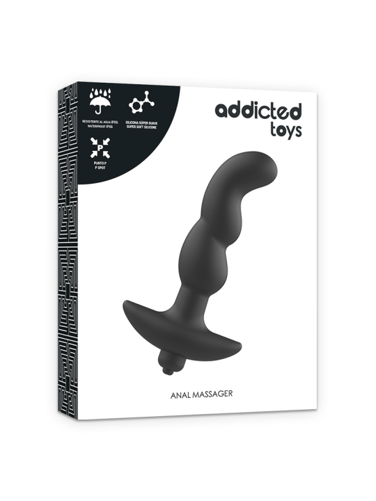 MASAJEADOR ANAL VIBRADOR SILICONA PREMIUM NEGRO DE LA MARCA ADDICTED TOYS