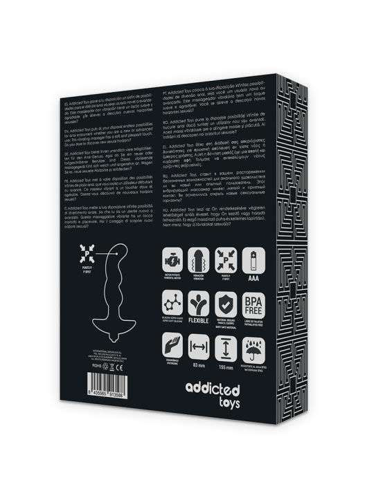 MASAJEADOR ANAL VIBRADOR SILICONA PREMIUM NEGRO DE LA MARCA ADDICTED TOYS