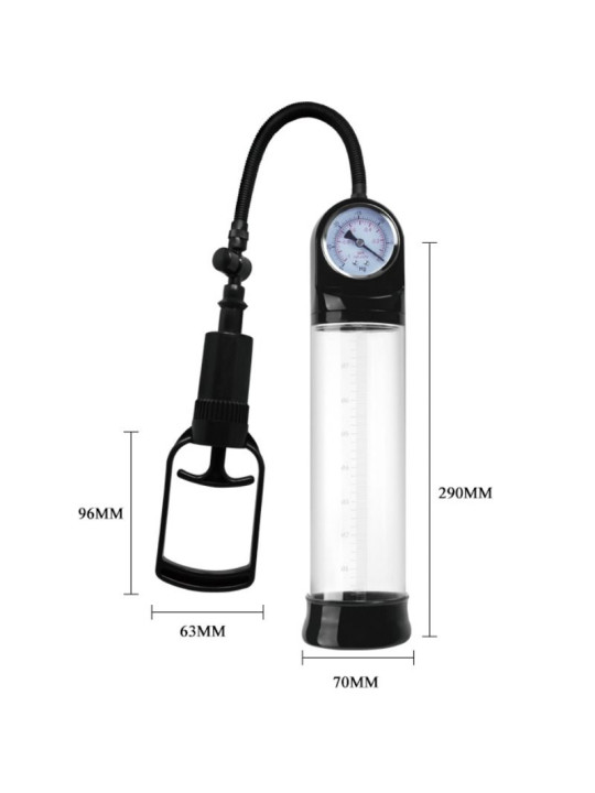 BOMBA ERECCIÓN MANUAL CON BARÓMETRO Y LIBERACIÓN RÁPIDA DE LA MARCA PRETTY LOVE MALE