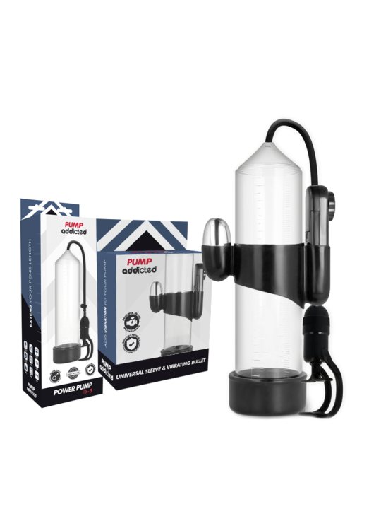 BOMBA ERECCIÓN RX5 TRANSPARENTE CON VIBRADOR PUMP ADDICTED DE LA MARCA PUMP ADDICTED