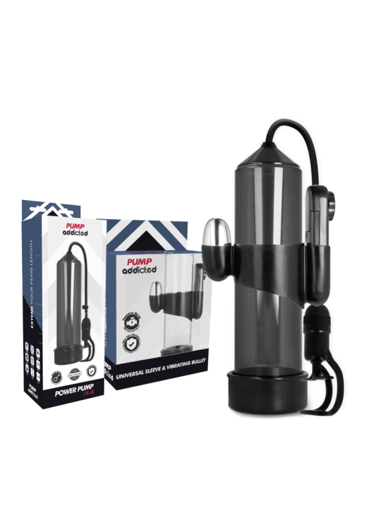 BOMBA ERECCIÓN RX5 CON VIBRADOR NEGRO - PUMP ADDICTED DE LA MARCA PUMP ADDICTED