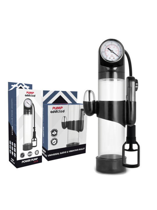 BOMBA ERECCIÓN RX9 TRANSPARENTE CON VIBRADOR PUMP ADDICTED DE LA MARCA PUMP ADDICTED