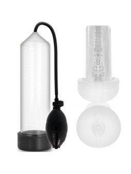 BOMBA ERECCIÓN RX3 CON MASTURBADOR TRANSPARENTE DE LA MARCA PUMP ADDICTED