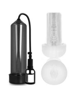 BOMBA ERECCIÓN RX7 CON MASTURBADOR NEGRO PUMP ADDICTED DE LA MARCA PUMP ADDICTED