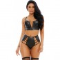STITCHED WITH LUST QUILTED LINGERIE CONJUNTO NEGRO DE LA MARCA FORPLAY