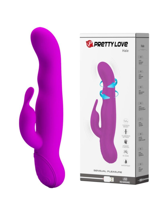 MASAJADOR ROTADOR VIBRADOR SILICONA LILA 7 MODOS DE LA MARCA PRETTY LOVE HIGH GRADE