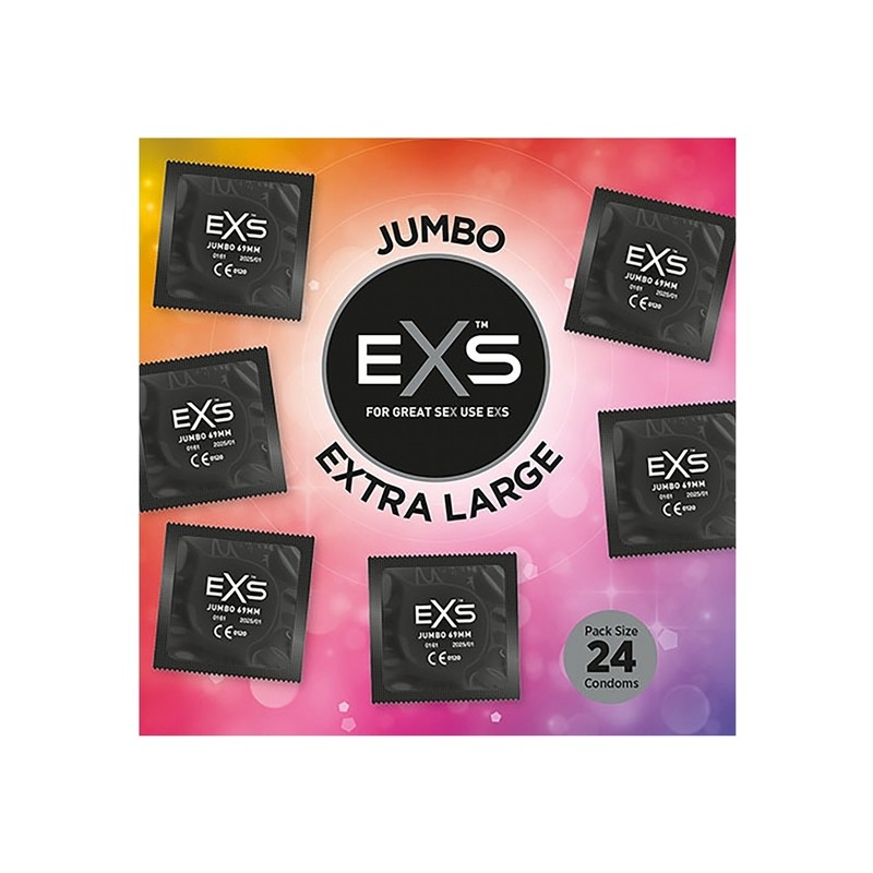 EXS PRESERVATIVOS JUMBO PACK - 24 CONDONES DE LA MARCA EXS CONDOMS