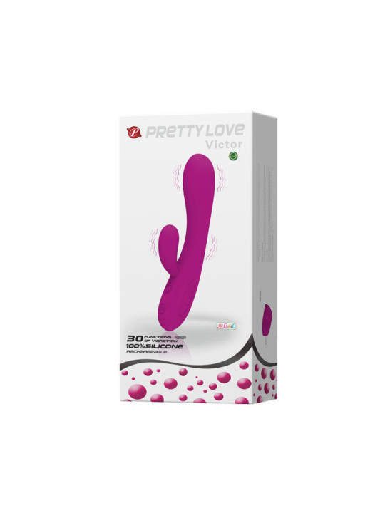 VIBRADOR SMART VICTOR CON ESTIMULADOR CLITORIS RECARGABLE DE LA MARCA PRETTY LOVE SMART