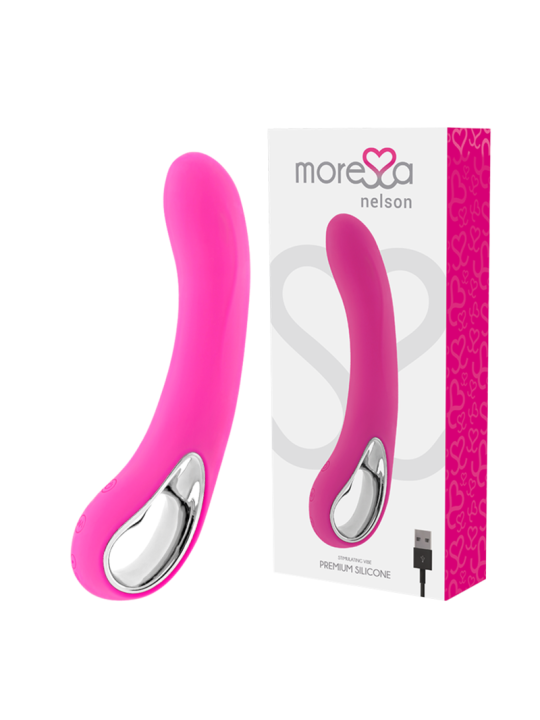 VIBRADOR RECARGABLE SILICONA PREMIUM NELSON 12 MODOS DE LA MARCA MORESSA