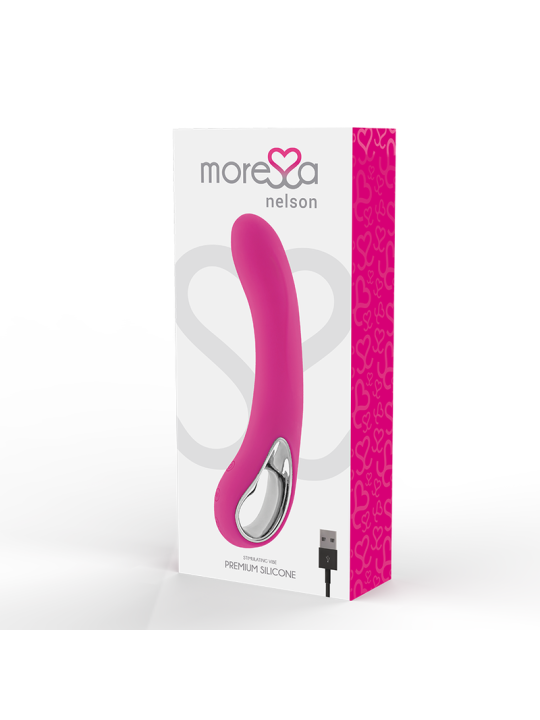 VIBRADOR RECARGABLE SILICONA PREMIUM NELSON 12 MODOS DE LA MARCA MORESSA