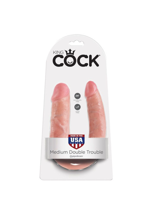 DILDO DOBLE PENETRACIÓN REALISTA 13.9 CM KING COCK DE LA MARCA KING COCK