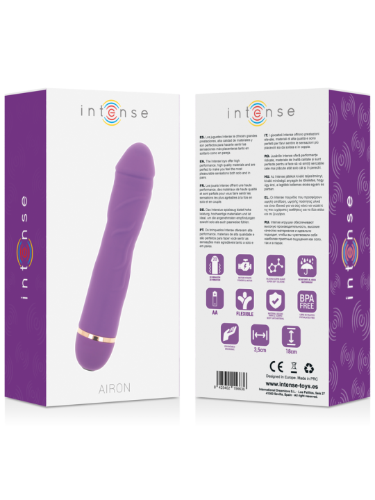 VIBRADOR SILICONA 20 VELOCIDADES AIRON LILA DE LA MARCA INTENSE FUN