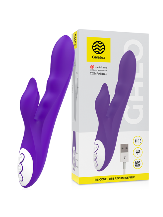 VIBRADOR GALO LILA CON TECNOLOGÍA WATCHME PARA PAREJAS DE LA MARCA GALATEA