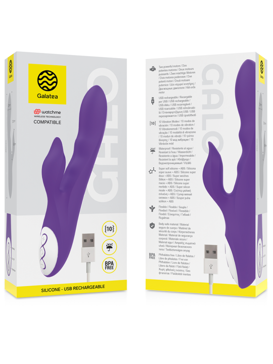 VIBRADOR GALO LILA CON TECNOLOGÍA WATCHME PARA PAREJAS DE LA MARCA GALATEA