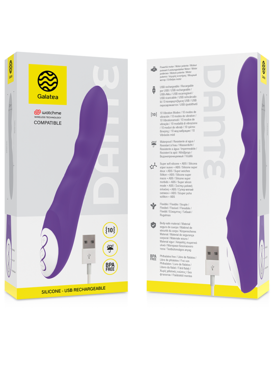 VIBRADOR DANTE LILA CON WATCHME PARA PAREJAS DE LA MARCA GALATEA