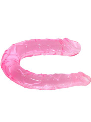 CONSOLADOR DOBLE CABEZA TPR ROSA TEXTURADO DE LA MARCA BAILE DILDOS