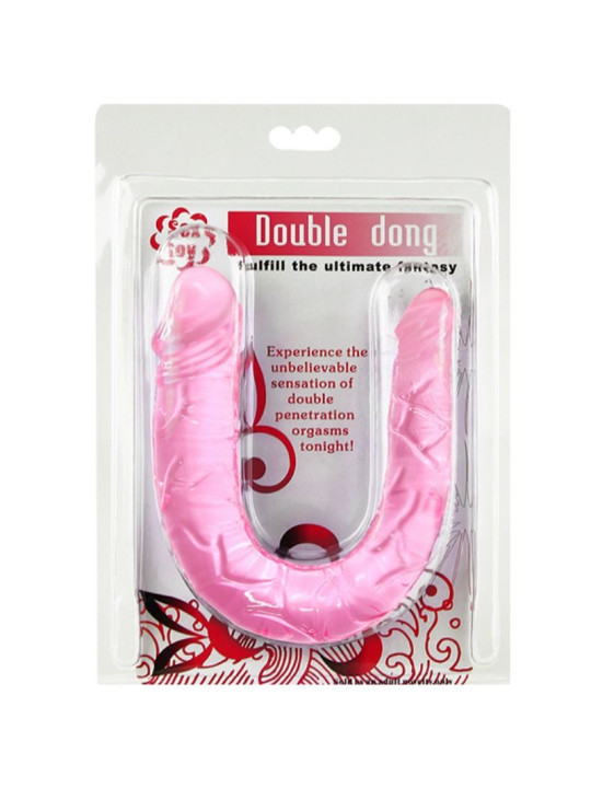 CONSOLADOR DOBLE CABEZA TPR ROSA TEXTURADO DE LA MARCA BAILE DILDOS