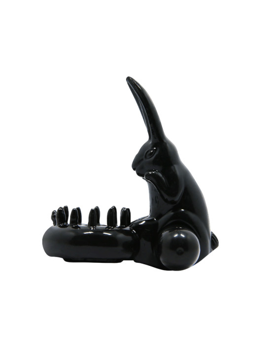 ANILLO VIBRADOR CON CONEJO PARA PAREJAS - NEGRO DE LA MARCA BAILE FOR HIM
