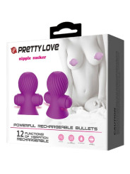 ESTIMULADOR PEZONES 12 MODOS VIBRACIÓN SILICONA USB DE LA MARCA PRETTY LOVE SMART