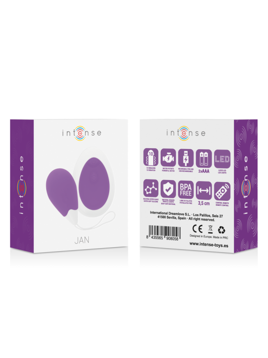 HUEVO VIBRADOR JAN CONTROL REMOTO 10 MODOS LILA DE LA MARCA INTENSE COUPLES TOYS