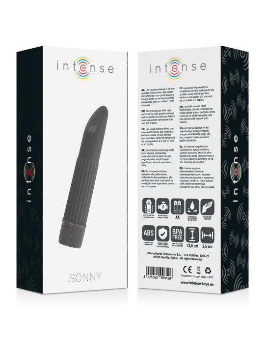 VIBRADOR SONNY CURVO 13.5CM PLÁSTICO ABS NEGRO DE LA MARCA INTENSE FUN