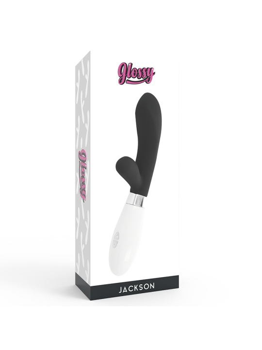 MASAJEADOR CONEJO 10 FUNCIONES SILICONA NEGRO DE LA MARCA GLOSSY