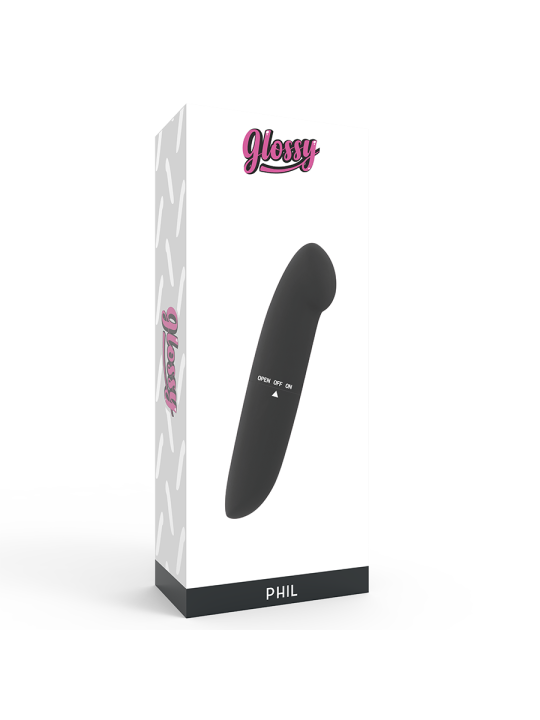 VIBRADOR PHIL NEGRO ESTIMULADOR PUNTO G SILENCIOSO DE LA MARCA GLOSSY