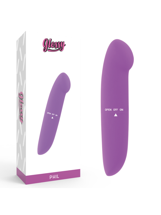 VIBRADOR PHIL LILA ESTIMULADOR PUNTO G SILENCIOSO DE LA MARCA GLOSSY