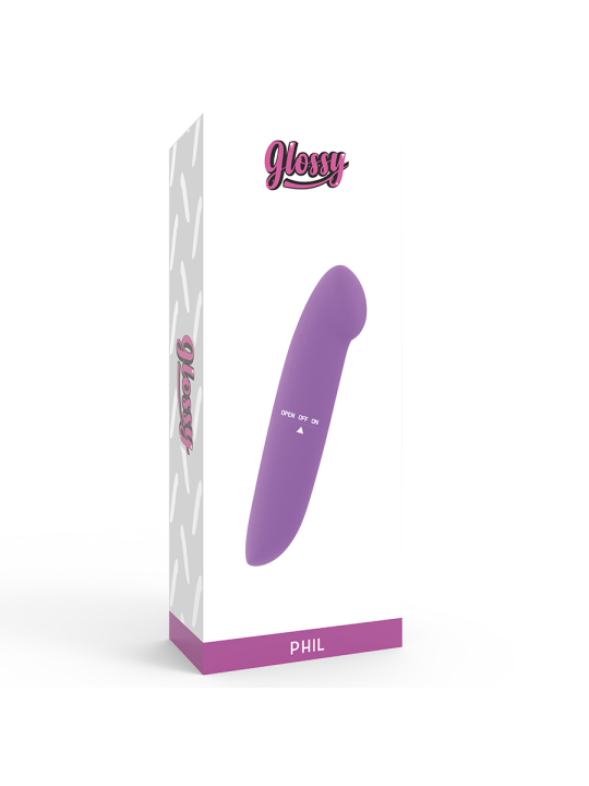 VIBRADOR PHIL LILA ESTIMULADOR PUNTO G SILENCIOSO DE LA MARCA GLOSSY