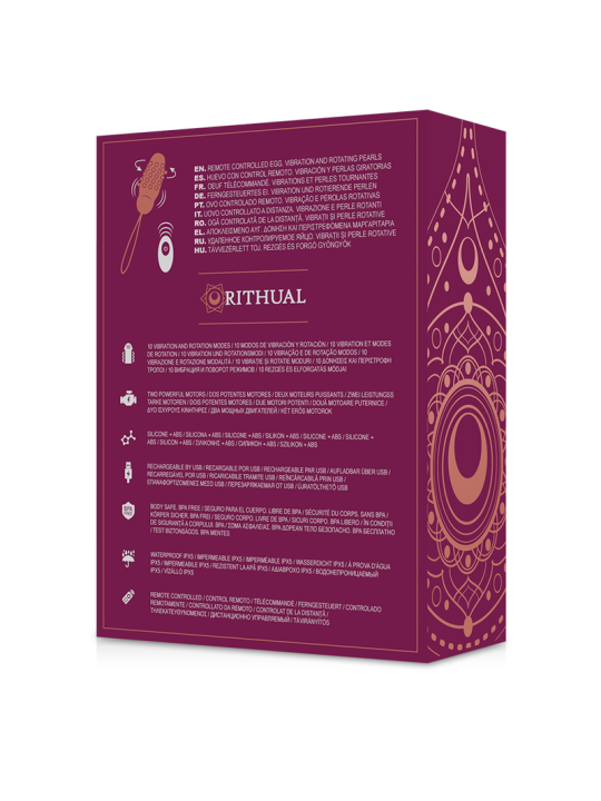 HUEVO VIBRADOR CONTROL REMOTO ROTACIÓN PERLAS SITA DE LA MARCA RITHUAL