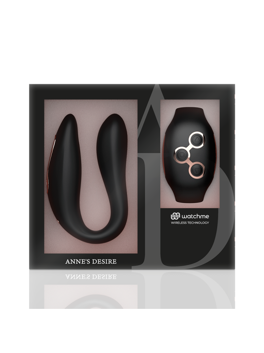 VIBRADOR DUAL WATCHME NEGRO/GOLD PARA PAREJAS DE LA MARCA ANNE´S DESIRE