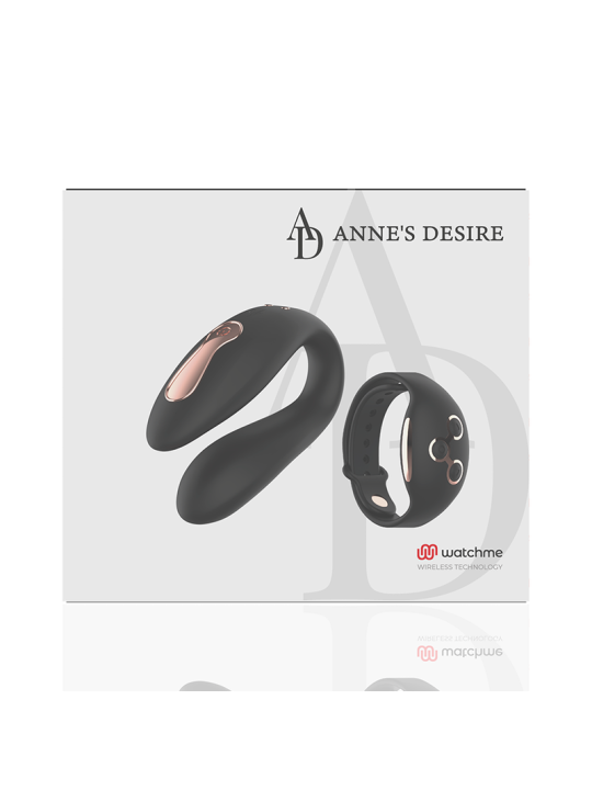VIBRADOR DUAL WATCHME NEGRO/GOLD PARA PAREJAS DE LA MARCA ANNE´S DESIRE