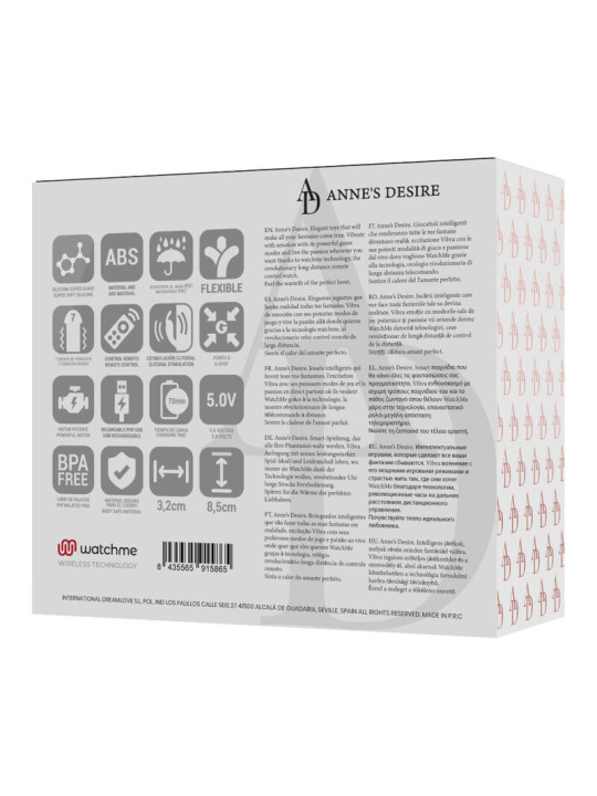 VIBRADOR DUAL WATCHME NEGRO/GOLD PARA PAREJAS DE LA MARCA ANNE´S DESIRE