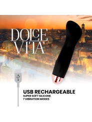 VIBRADOR RECARGABLE SILICONA 7 VELOCIDADES DOLCE VITA DE LA MARCA DOLCE VITA