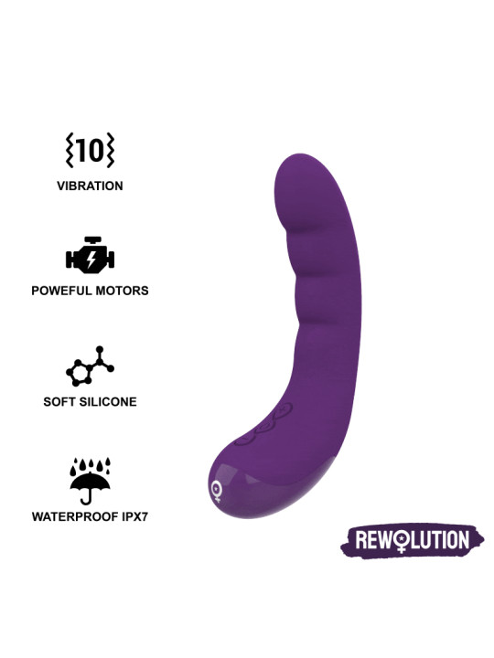 VIBRADOR REWOCURVY FLEXIBLE PUNTO G RECARGABLE DE LA MARCA REWOLUTION