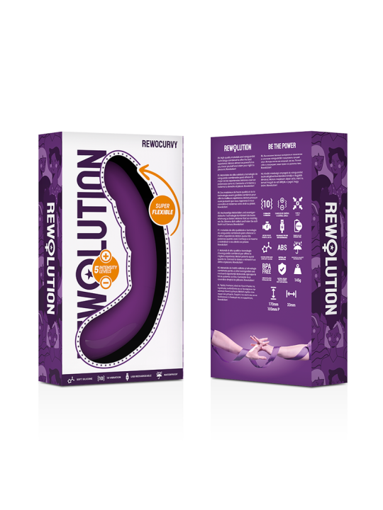 VIBRADOR REWOCURVY FLEXIBLE PUNTO G RECARGABLE DE LA MARCA REWOLUTION